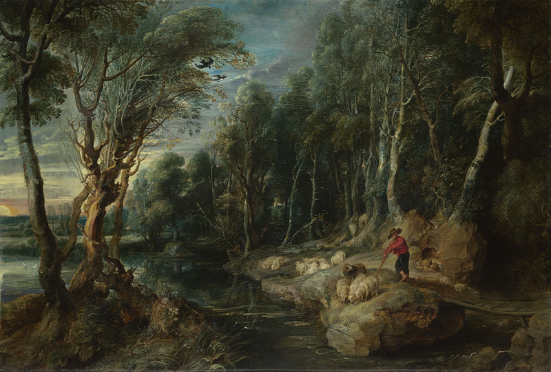 A Shepherd with his Flock in a Woody Landscape – National Gallery, London