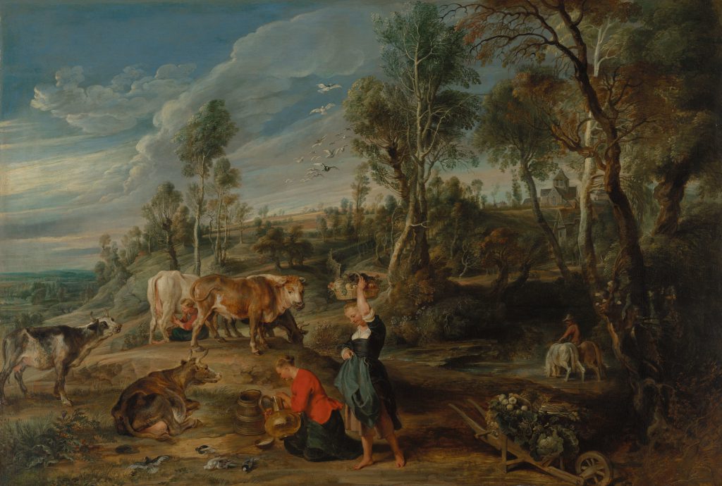 Milkmaids with Cattle in a Landscape, ‘The Farm at Laken’ – Royal Collection Trust, London